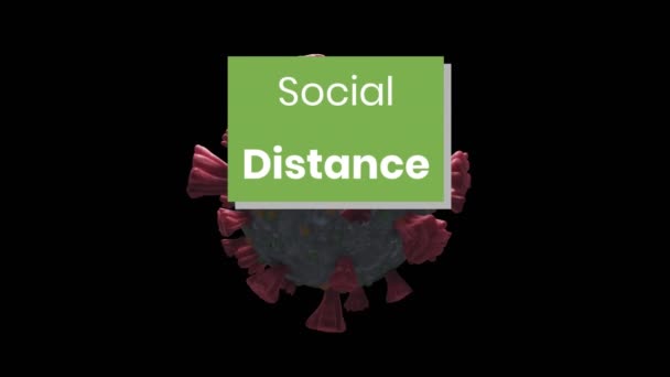 Texte Distance Sociale Sur Bannière Verte Sur Cellule Covid Tournant — Video