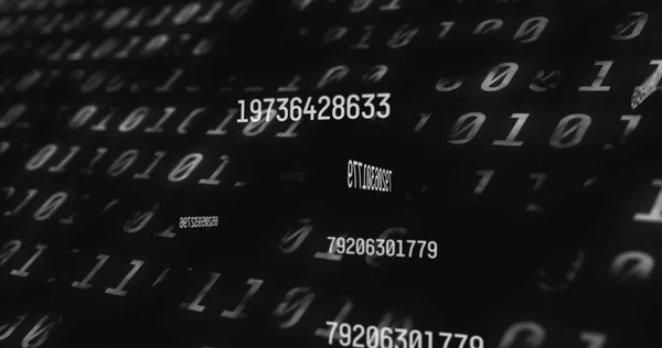 Meerdere Veranderende Nummers Tegen Binaire Codering Gegevensverwerking Zwarte Achtergrond Computerinterfacetechnologie — Stockfoto