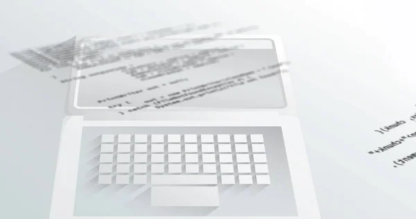 Imagem Digital Processamento Dados Computador Contra Laptop Fundo Branco Conceito — Fotografia de Stock