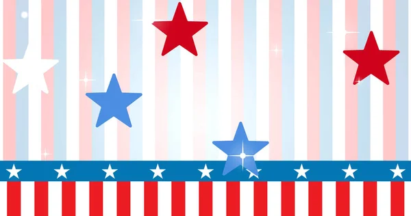 Yıldız Çizgili Arka Planda Amerikan Bayrağına Bürünmüş Yıldız Görüntüsü Vatanseverlik — Stok fotoğraf