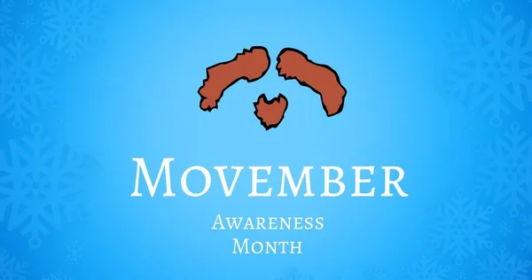 Zusammensetzung Des Movember Awareness Monatstextes Auf Blauem Hintergrund Konzept Einer — Stockfoto