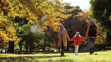 Parkta el ele tutuşan beyaz bir aileye karşı bir ev şekli oluşturan duman. aile, sevgi ve birliktelik kavramı