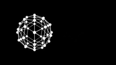Siyah arka planda dönen birbirine bağlı noktaların dijital animasyonu. küresel ağ ve teknoloji kavramı