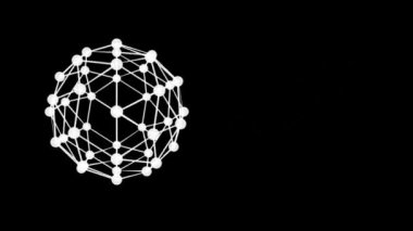 Siyah arka planda dönen bağlantı ağının dijital animasyonu. küresel ağ ve teknoloji kavramı