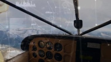 Özel bir uçak uçuran Kafkas pilotuna karşı bağlantı ve veri işleme ağı. Havacılık ve uçuş konsepti