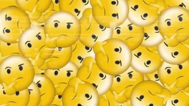 Birden fazla düşünen yüz emojisinin dijital animasyonu TV statik etkisine karşı düşüyor. ifade ve iletişim kavramı