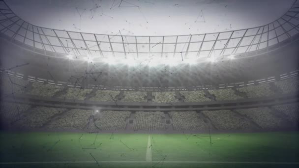 Futebol Quebrando Vidro Sobre Rede Conexões Contra Estádio Esportes Segundo — Vídeo de Stock