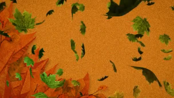 Animation Multiple Autumn Leaves Falling Brown Background Nature Autumn Seasons — Stock Video