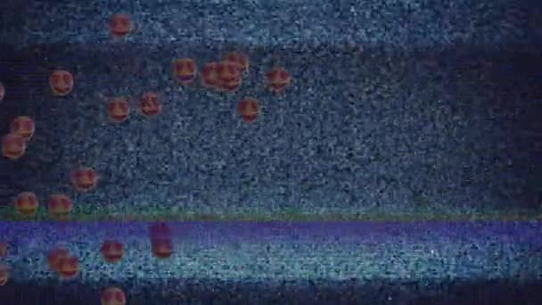 Birden Fazla Kalp Gözünün Dijital Animasyonu Televizyon Statik Etkisinin Üzerinde — Stok video