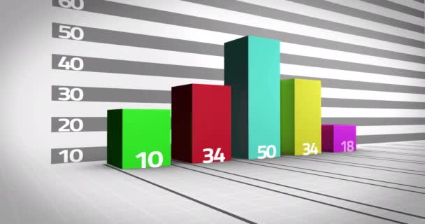 Gri Arka Planda Istatistiksel Veri Işleme Dijital Animasyonu Ticari Istatistiksel — Stok video