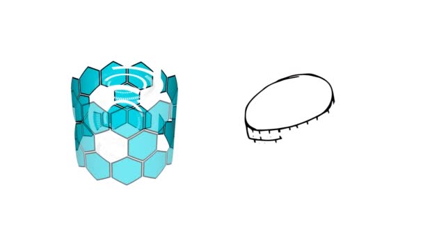 Animação Digital Fiação Forma Hexagonal Símbolo Euro Pilha Moedas Fundo — Vídeo de Stock