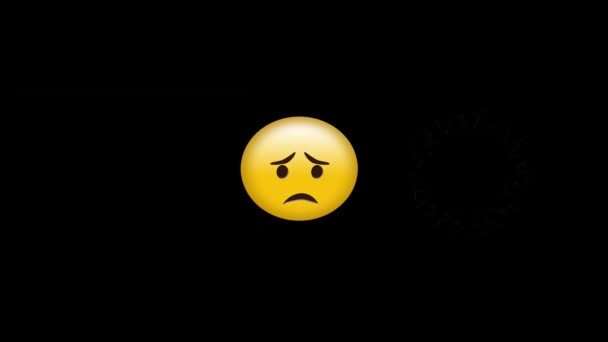 Animación Digital Emojis Cara Triste Forma Círculo Sobre Fondo Negro — Vídeos de Stock