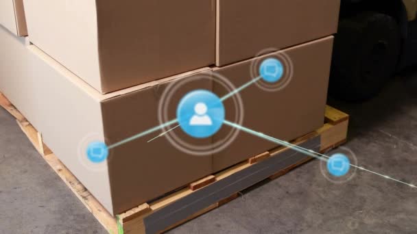 Network Profile Icons Multiple Delivery Boxes Palette Warehouse Logistics Transportation — Stock Video