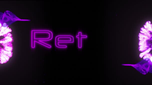 Cyfrowa Animacja Fioletowych Fal Cyfrowych Nad Neonowym Tekstem Retro Czarnym — Wideo stockowe
