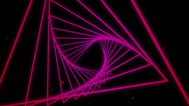 Dreiecksformen Die Sich Nahtloser Bewegung Vor Rosa Punkten Auf Schwarzem — Stockvideo