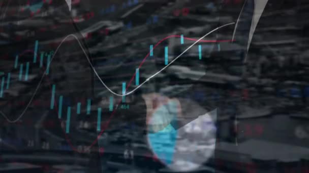 Statistische Datenverarbeitung Mittleren Abschnitt Des Geschäftsmannes Und Der Geschäftsfrau Beim — Stockvideo