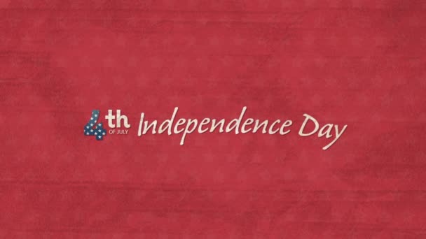 Digital Animation Happy Independence Day Text Banner Fireworks Exploding Red — Stock Video