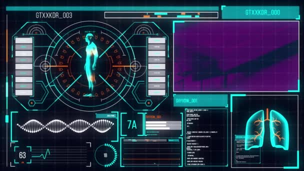 Animação Digital Interface Digital Com Processamento Dados Esportivos Interface Computador — Vídeo de Stock