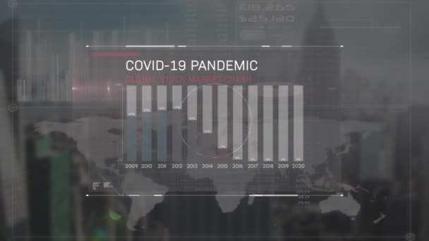 Covid Elaborazione Dei Dati Statistici Interfaccia Digitale Con Elaborazione Dei — Video Stock