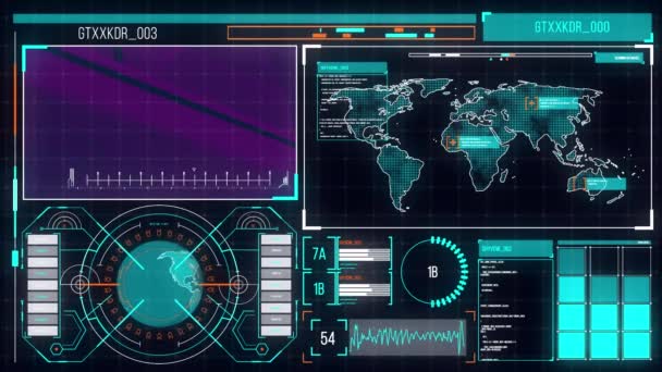 Animação Digital Interface Digital Com Processamento Dados Contra Fundo Preto — Vídeo de Stock