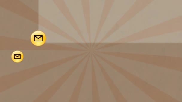 Цифровая Анимация Нескольких Пиктограмм Сообщений Поверх Значка Корзины Покупок Синем — стоковое видео