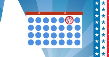 Mavi arkaplandaki sembol kartının resmi. Amerikan siyaseti ve seçim konsepti dijital olarak oluşturulmuş imaj.