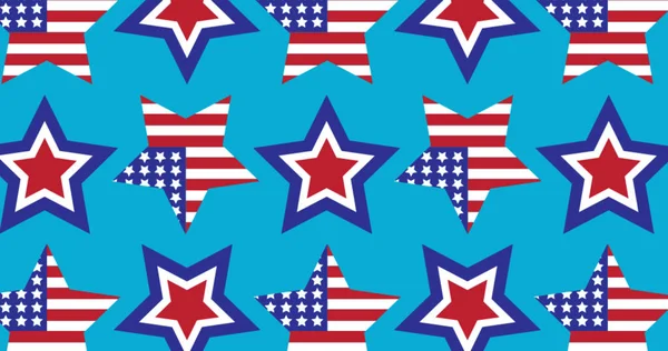 Afbeelding Van Sterren Gekleurd Amerikaanse Vlag Blauwe Achtergrond Patriottisme Viering — Stockfoto