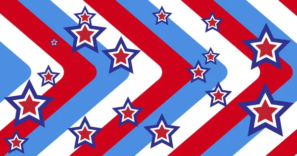 Composition Étoiles Rouges Blanches Bleues Mouvantes Rayures Drapeau Américain Patriotisme — Photo