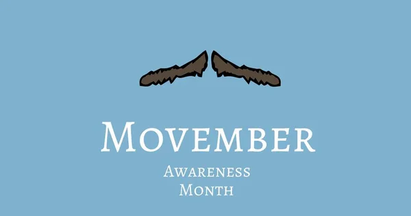 Zusammensetzung Des Movember Awareness Monatstextes Auf Blauem Hintergrund Konzept Einer — Stockfoto