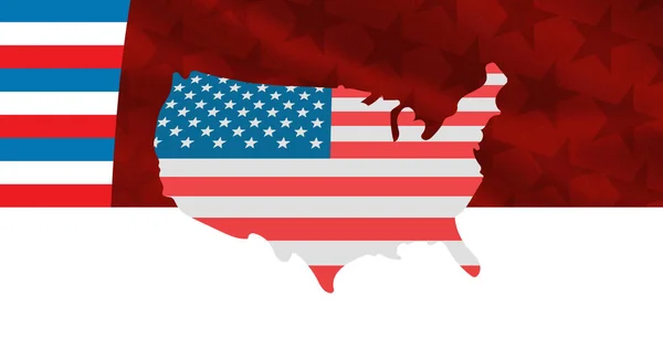 Obrázek Nás Mapy Obarvené Americkou Vlajkou Nad Hvězdami Pruhy Vlastenectví — Stock fotografie