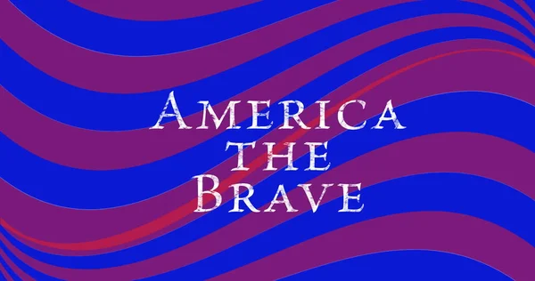 Image Text America Brave Wavy Red Lines Blue Patriotism Independence — Stock Photo, Image