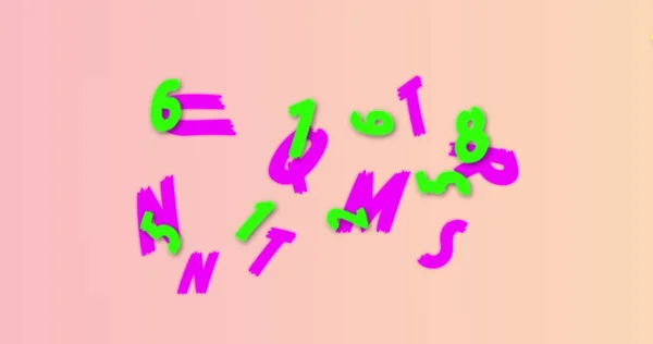 Cyfrowy Obraz Wielu Liczb Alfabetów Pływających Różowym Tle Koncepcja Szkoły — Zdjęcie stockowe