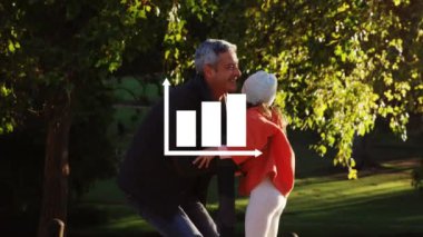 Bar grafik ikonu, parkta kızıyla oynayan beyaz bir babaya karşı. aile, sevgi ve birliktelik kavramı