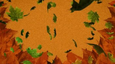 Kahverengi arka plana düşen birden fazla sonbahar yapraklarının animasyonu. Doğa, sonbahar ve mevsimler dijital olarak üretilen video konsepti.