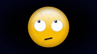 Kafası karışmış yüz ifadelerinin üzerinde yüzen bağlantıların dijital animasyonu. ifade ve iletişim kavramı