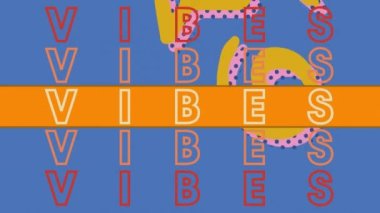 Mavi arkaplandaki renkli soyut şekillere karşı titreşimlerin dijital animasyonu. motivasyon pankartı kavramı