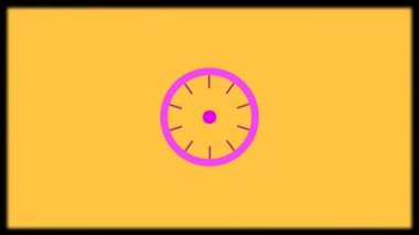 Soyut mor şekillerin dijital animasyonu sarı arkaplan üzerindeki film makarasına karşı. Soyut doku ve tasarım kavramına sahip arkaplan