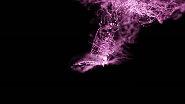 黒を背景に浮遊する紫色のデジタル波のデジタルアニメーション テクスチャーとデザインのコンセプトで — ストック動画