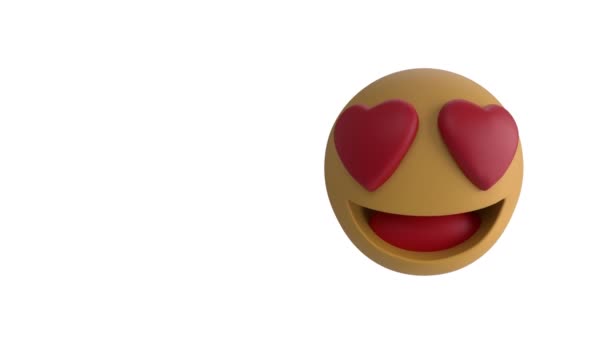 Animazione Digitale Occhi Cardiaci Affronta Emoji Che Muove Sfondo Bianco — Video Stock