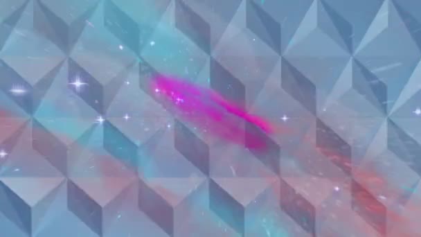 Animación Digital Formas Abstractas Sobre Fondo Gris Contra Estrellas Brillantes — Vídeos de Stock