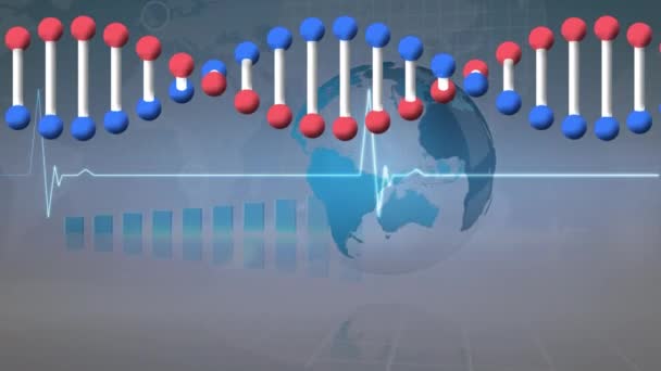 Struttura Del Dna Che Ruota Sul Cardiofrequenzimetro Globo Rotante Sullo — Video Stock