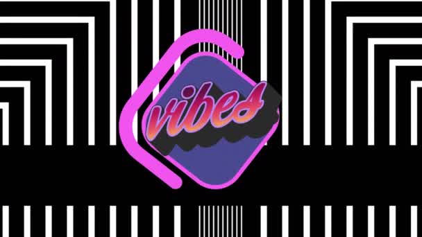 Digitale Animatie Van Vibes Tekst Banner Abstracte Lijnen Patroon Ontwerp — Stockvideo