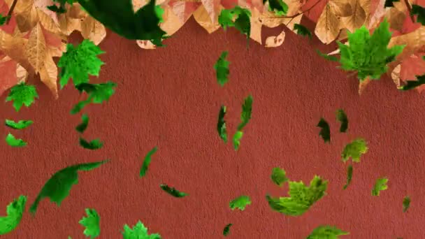 Animatie Van Meerdere Herfstbladeren Die Bruine Achtergrond Vallen Natuur Herfst — Stockvideo