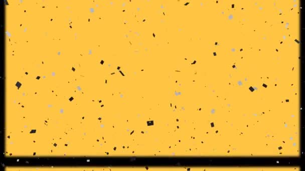 Digital Animation Film Reel Effect Confetti Falling Yellow Background Background — Stock Video