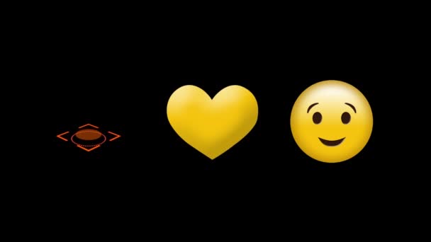 Animação Digital Emoji Rosto Beijando Coração Amarelo Ícone Escopo Contra — Vídeo de Stock