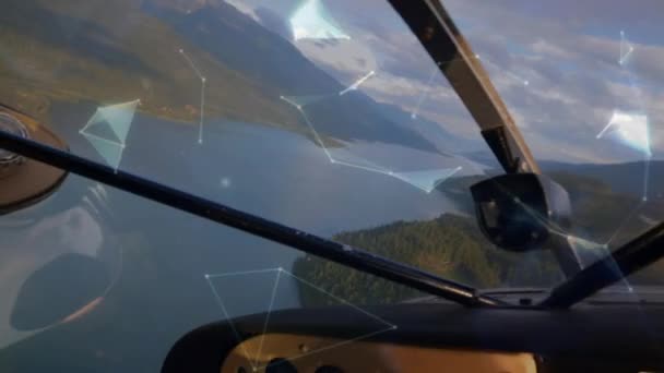 Plexus Hálózat Gömbje Magánrepülőgépek Műszerfala Előtt Forog Légi Légi Közlekedés — Stock videók