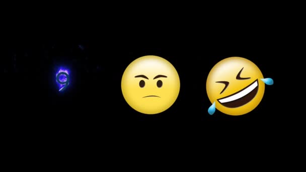 Animação Digital Emoji Rosto Rindo Irritado Número Nove Ícone Fogo — Vídeo de Stock