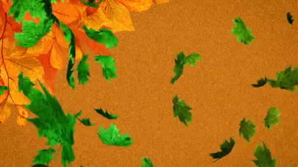 Animation Plusieurs Feuilles Automne Tombant Sur Fond Brun Nature Automne — Video