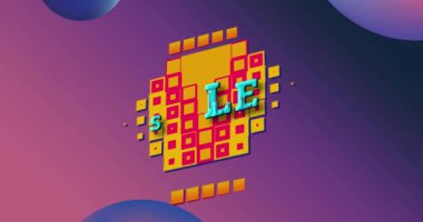 Satış metninin kareler ve retro arkaplan üzerinden canlandırılması. Vintage alışveriş, satış ve perakende konsepti dijital olarak oluşturulmuş video.