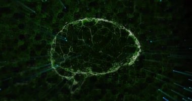 Parlak arka planda dönen 3 boyutlu insan beyni animasyonu. Bilim ve araştırma konsepti dijital olarak oluşturulmuş video.